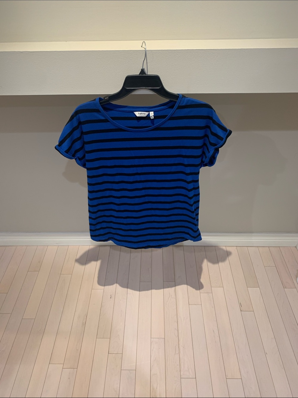 Striped B Young Crewneck Tee in Royal Blue and Black